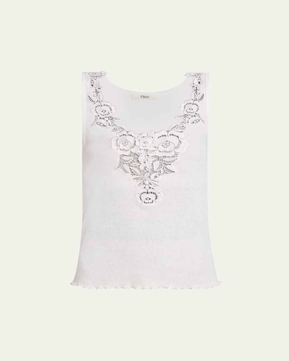 Ribbed Lace-Front Tank